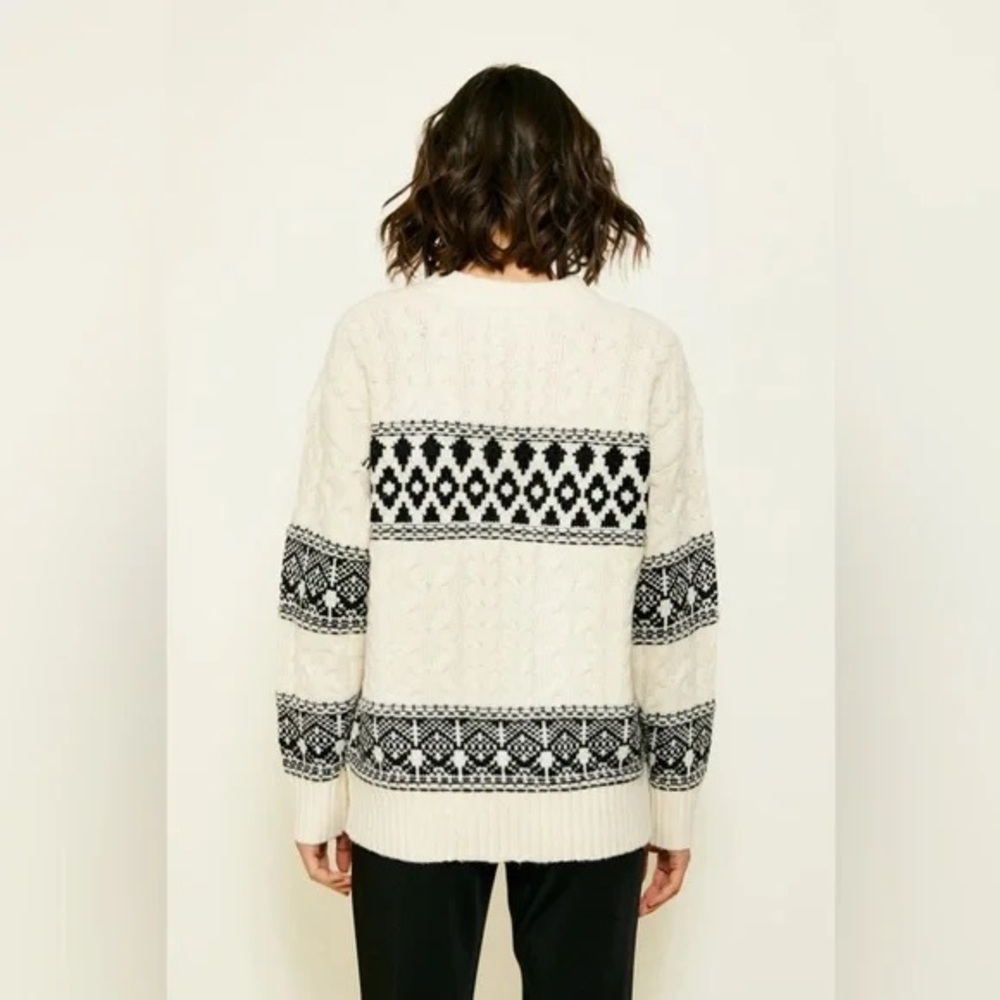 Line & Dot Montana Fair Isle Sweater Ivory Black | Cozy Winter Knit - Picture 2 of 3